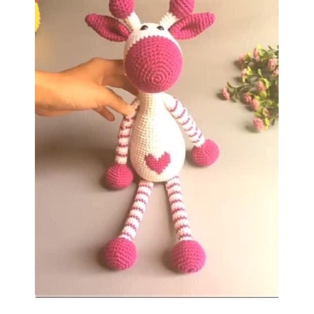 Hươu trái tim chân dài Handmade bằng len cao cấp