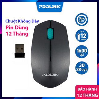 🖱️Chuột Không Dây Prolink PMW5006, Chuột Bluetooth Máy Tính, Pin Dùng 12 Tháng, 1600 dpi, 3 Phím Bấm, Bảo Hành 12 Tháng