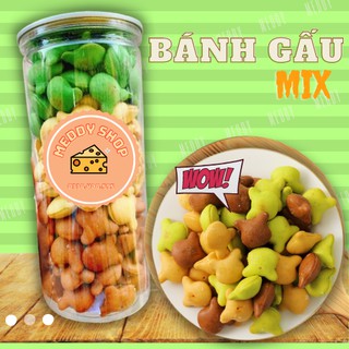 Bánh Gấu Nhân Kem Sữa và Mix 3 Vị 450g: Kem Truyền Thống, Chùm Ngây, Socola