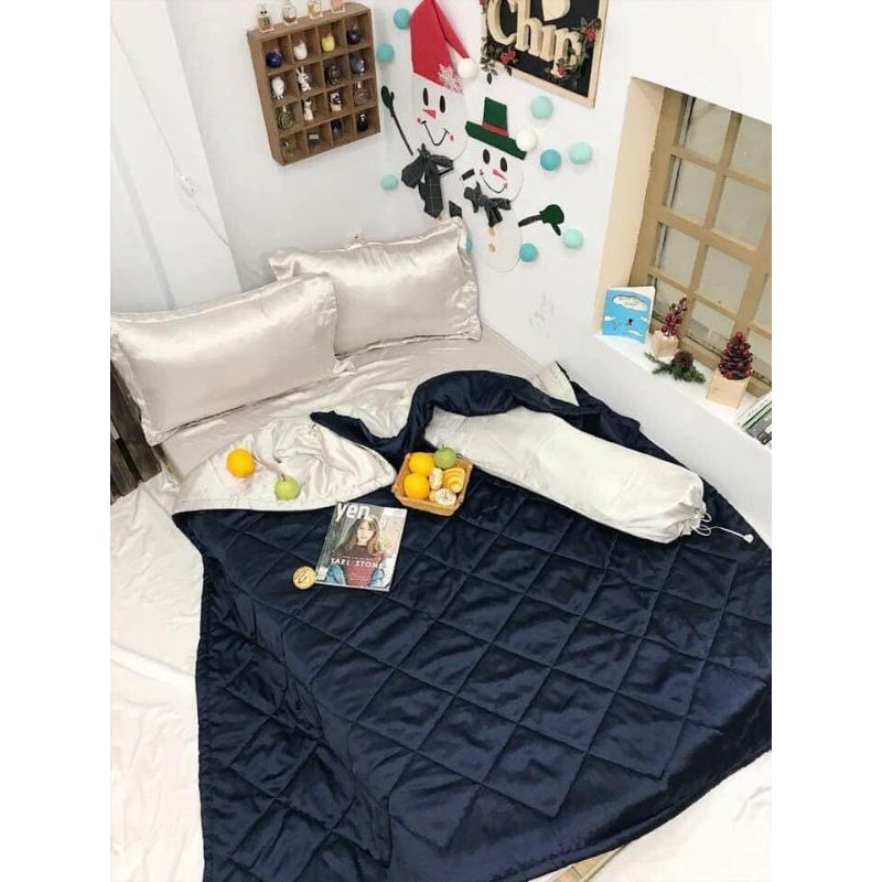 Bộ 5 món Chăn Ga Vỏ Gối Phi Lụa LOTUS BEDDING đủ size