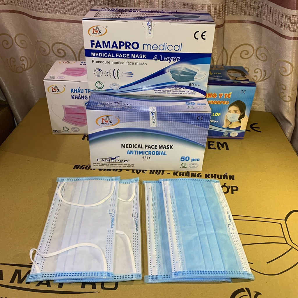 Khẩu Trang Y Tế 4 Lớp FAMAPRO Hộp 50 Cái