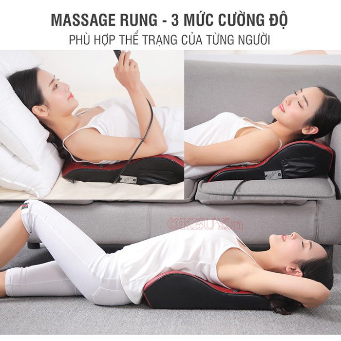 Đệm massage lưng xoay xoa bóp, rung và nóng cao cấp YJ-M6