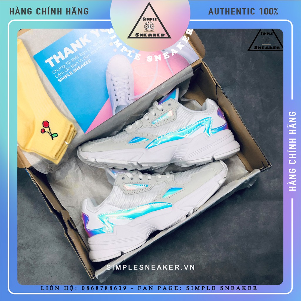 Giày Adidas Falcon Chính Hãng FREESHIP Adidas Falcon Nữ Chuẩn Auth - Giày Falcon White Hologram - Simple Sneaker