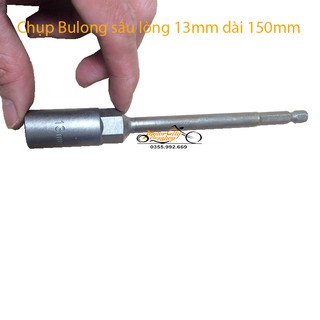 Chụp Bulong Sâu Lòng Chuôi Lục Giác 13mm Cho Máy Bắt Vít Và Khoan dài 150mm