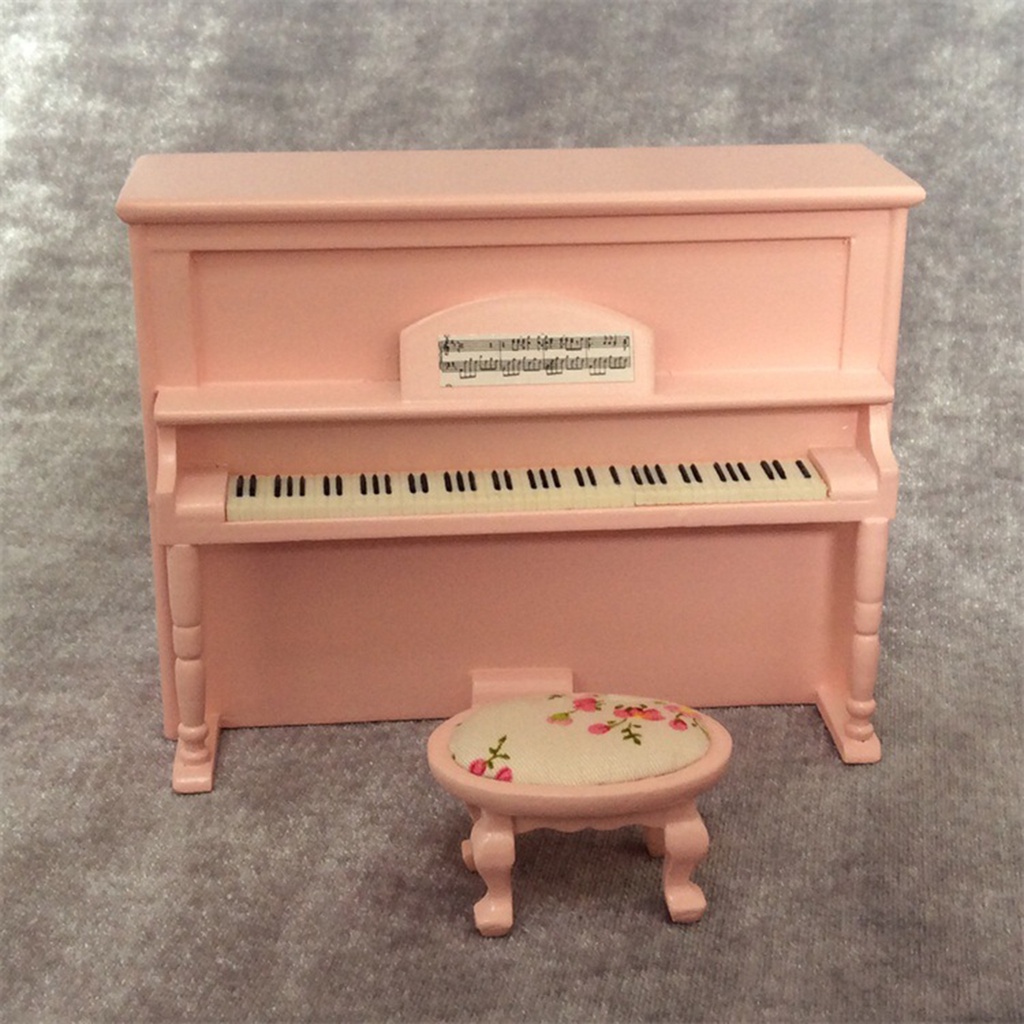 sunshine123 1 Set Miniature Scale 1:12 Smooth Wear-resistance Dollhouse Wooden Piano for Decor