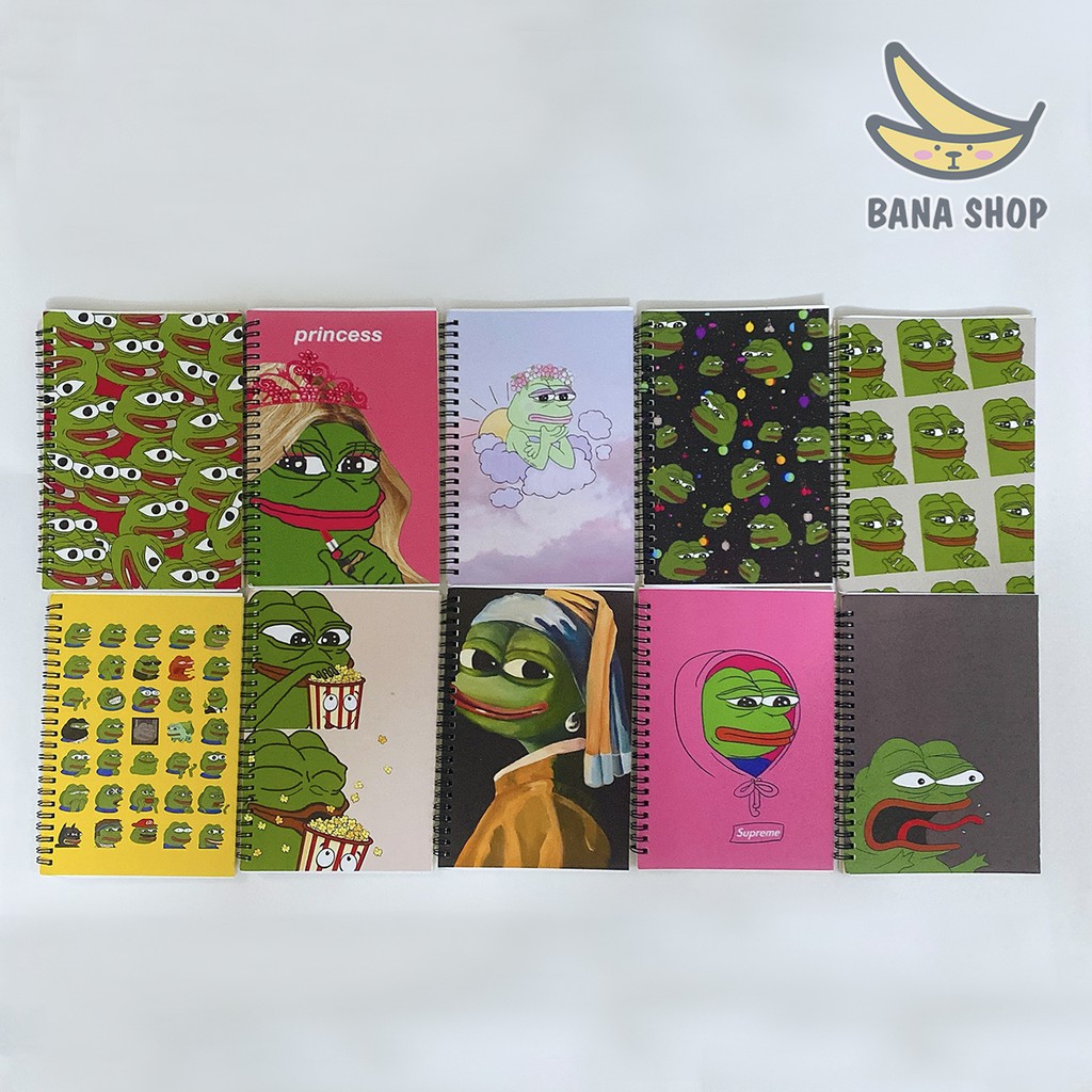 Sổ lò xo size A5 100 trang ếch xanh Pepe the frog siêu bựa vozer