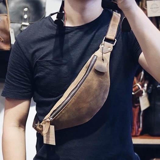 Túi đeo chéo ngực, Túi Sling bag nam nữ Sling bag da bò sáp thật 100% may thủ công Handmade BH 2 năm