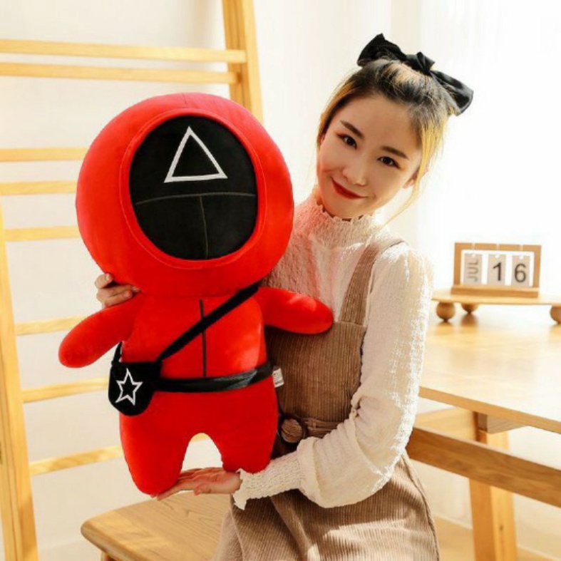 (Hàng Đẹp) Gấu Bông Trò Chơi Con Mực, Gấu Bông Squid Game Tròn ,Tam Giác, Vuông size 30cm