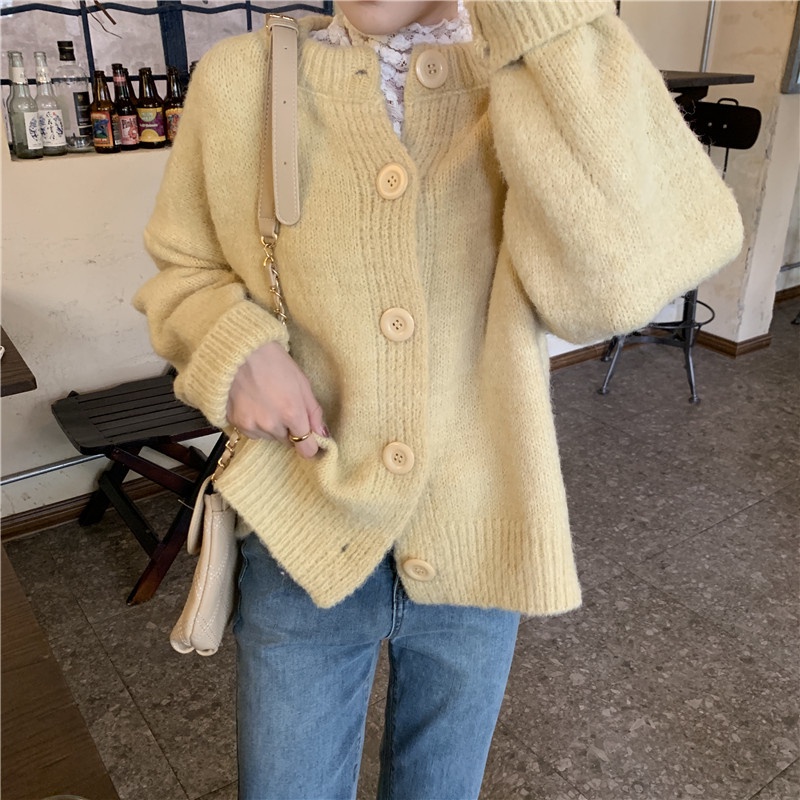 Áo Khoác Len Sáp Mềm Ngắn Dáng Rộng Thời Trang Thu Đông Hàn Quốc Cho Nữ