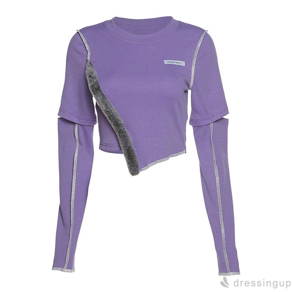 Áo Nữ Tay Dài Cổ Tròn Thiết Kế Độc Đáo Cá Tính