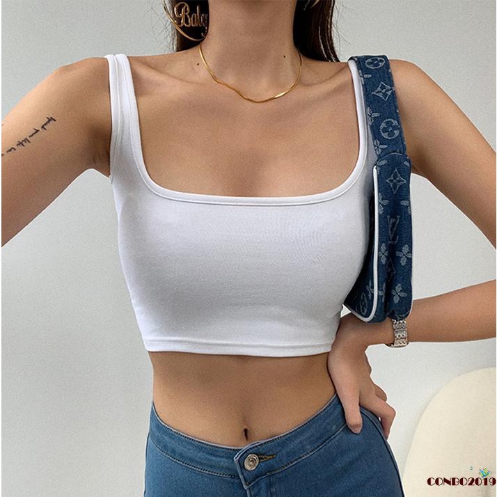 Áo croptop sát nách cổ vuông thời trang cho nữ