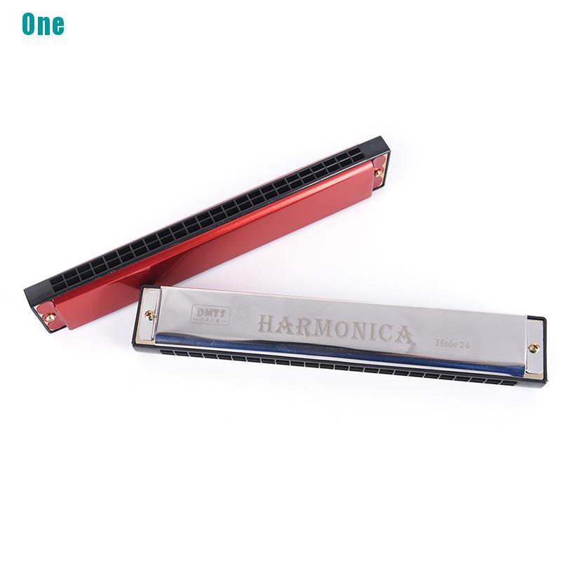 Kèn Harmonica 24 lỗ màu bạc / đỏ thích hợp cho người mới học sử dụng