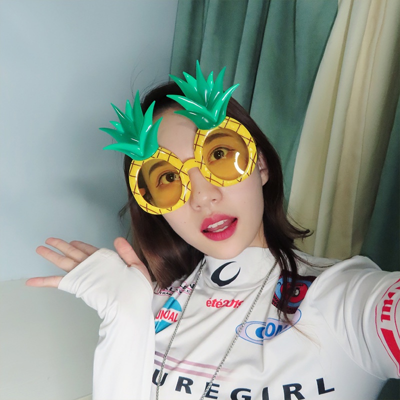 Mắt Kính Hình Quả Dứa Phong Cách Hawaii Hàn Quốc Vui Nhộn
