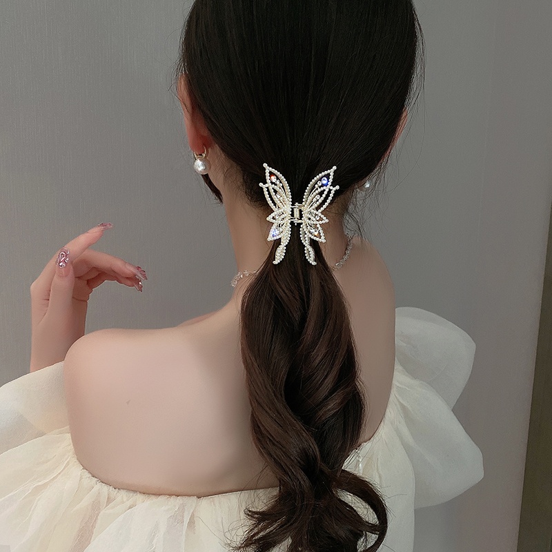 Kẹp tóc CHLINS hình bướm đính ngọc trai giả thời trang cho nữ