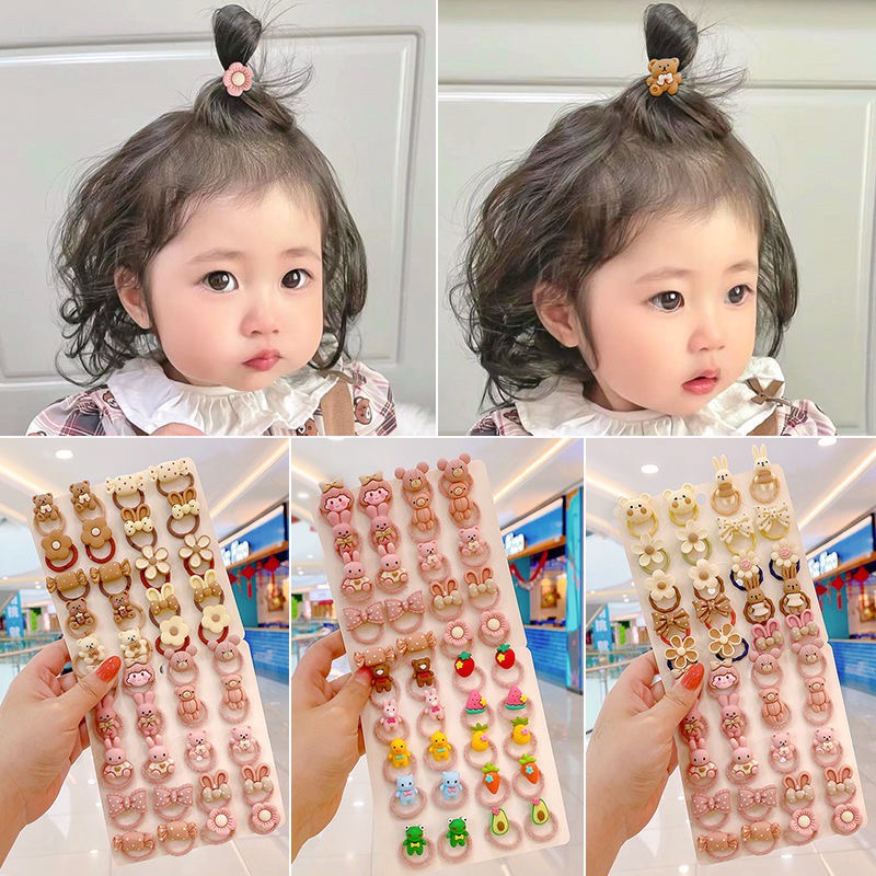 Chun buộc tóc đính hoạ tiết hoạt hình nhiều màu & hoa văn cho bé gái