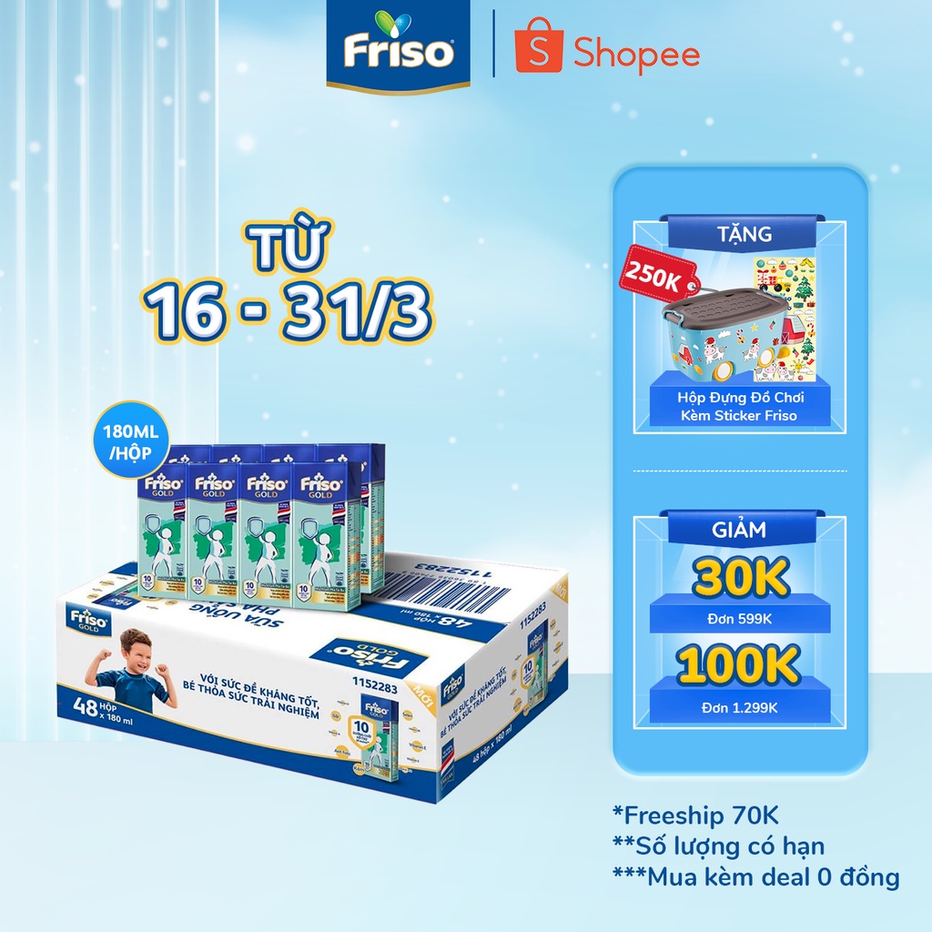 Thùng 48 hộp Sữa uống dinh dưỡng Friso Gold (180ml/hộp)