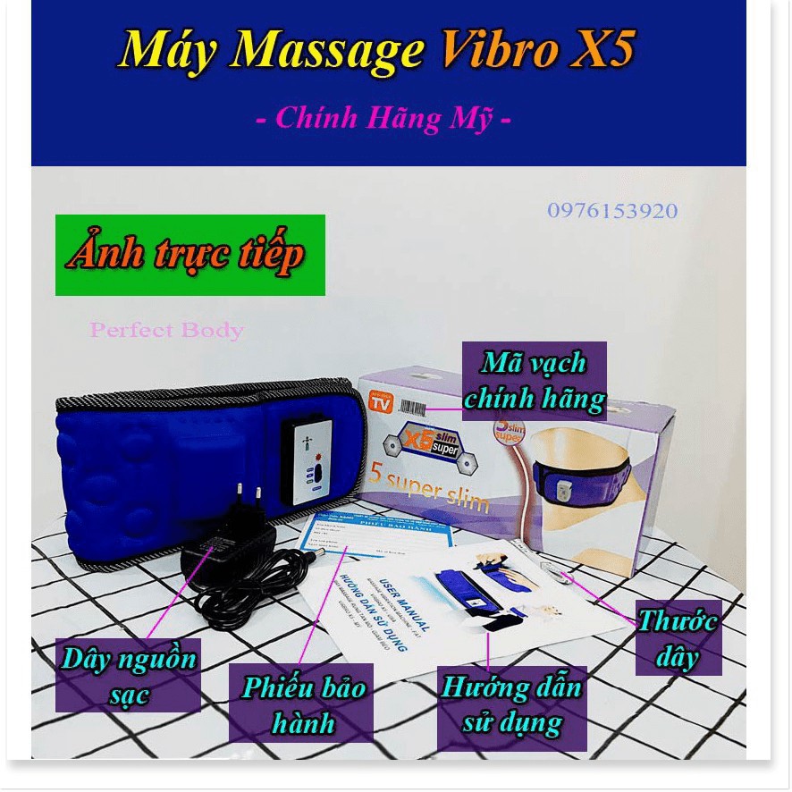 Đai Massage Rung Nóng Tan Mỡ-Giảm Béo Vibor X5 Cao Cấp Chính Hãng-Mỹ, Máy rung nóng tan mỡ giảm béo tại nhà