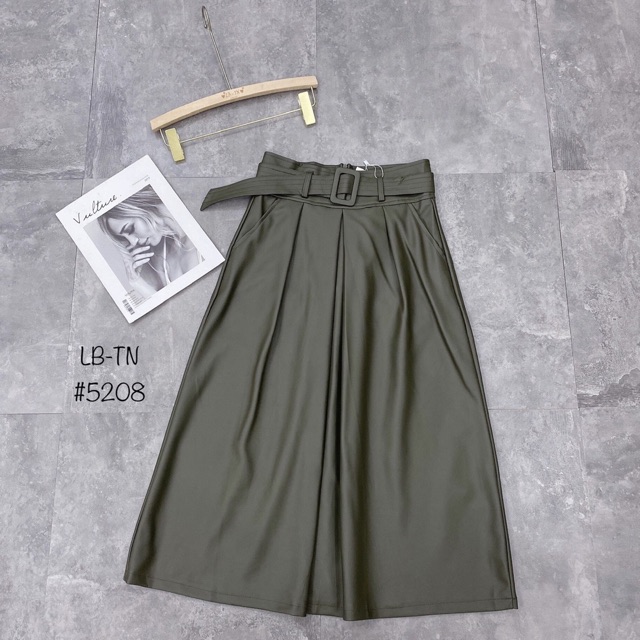 CHÂN VÁY DA DÁNG DÀI KÈM BELT | BigBuy360 - bigbuy360.vn