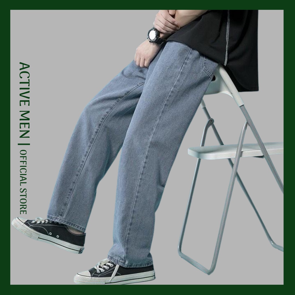 Quần baggy jean trơn, quần bò nam xanh đen ống đứng hottrend hàn quốc 2023