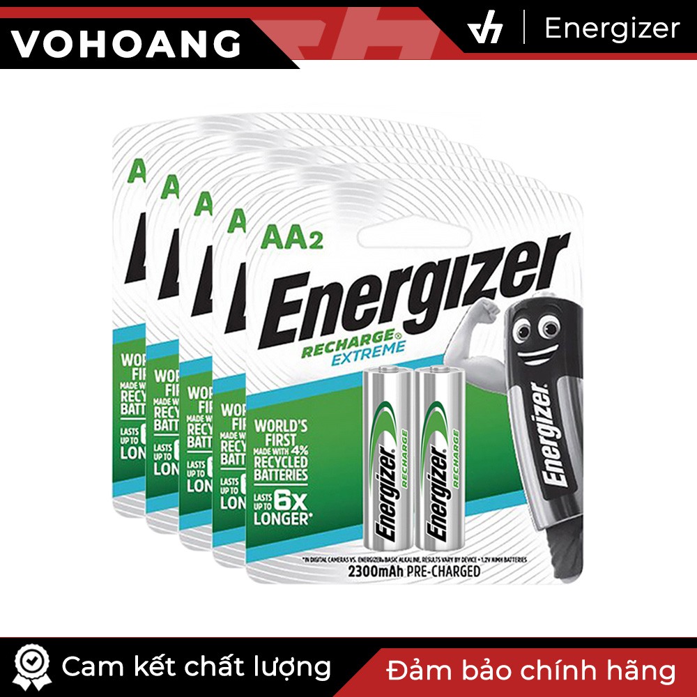 Bộ 10 pin sạc AA Energizer Recharge Extreme 2300mAh (Bạc)