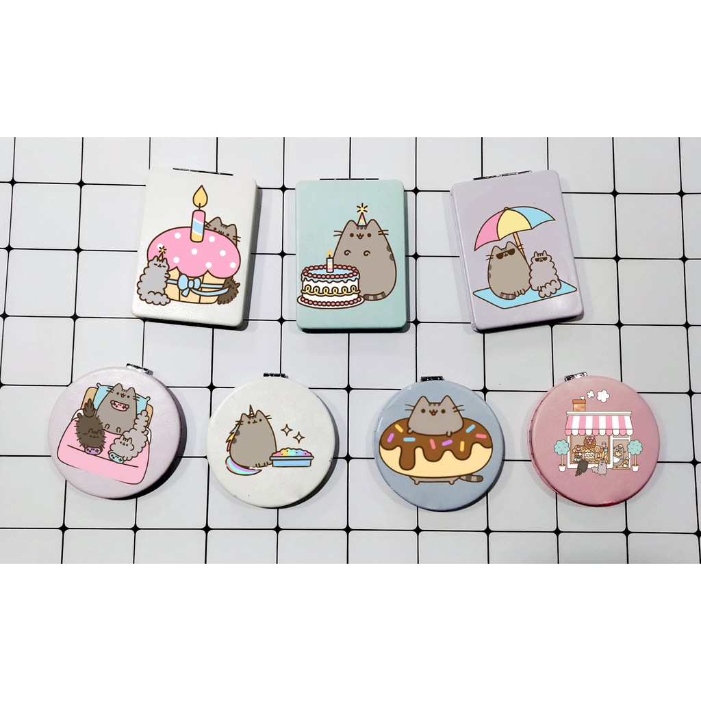 Gương 2 mặt pusheen gương pu GPI8 gương hoạt hình gương dễ thương