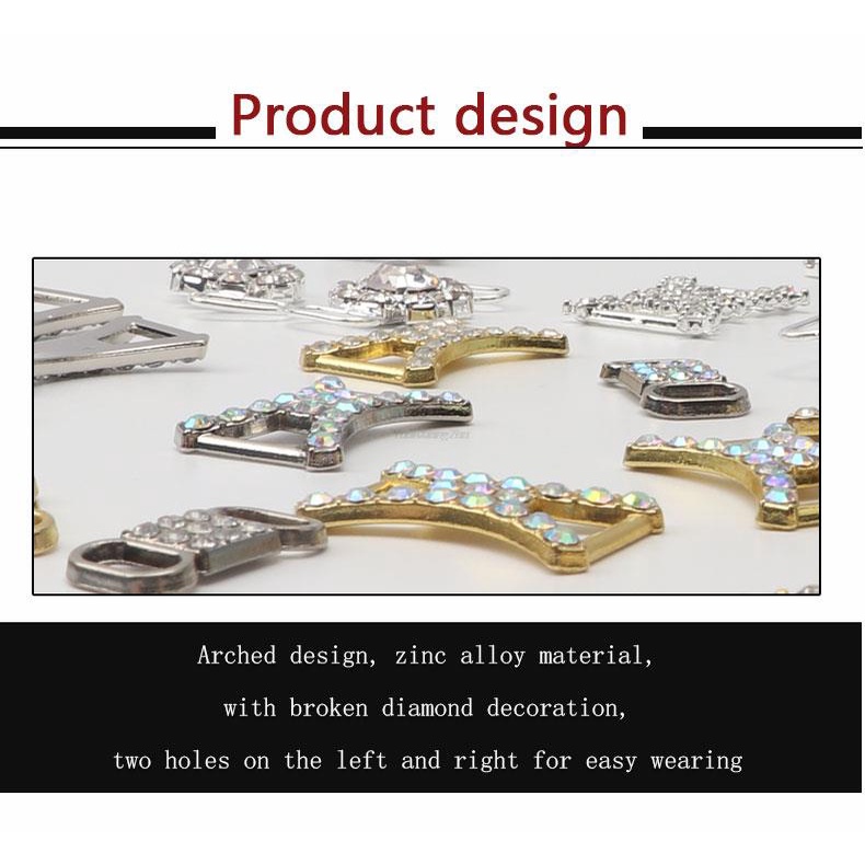 Set 2 Phụ Kiện Trang Trí Giày Hình Chiếc Giày Đính Đá Nhân Tạo Nhiều Màu Sắc DIY