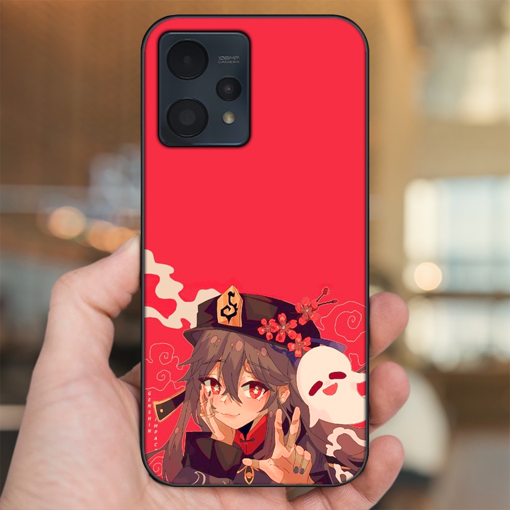 Ốp lưng Realme 9, 9 Pro, 9 Pro Plus viền đen in hình Hutao Genshin Impact