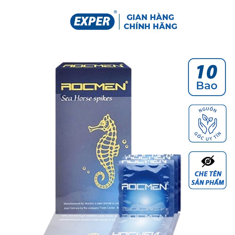 Bao cao su ROCMEN XANH vị bạc hà hộp 10 cái, bcs gân gai siêu mỏng kéo dài thời gian quan hệ