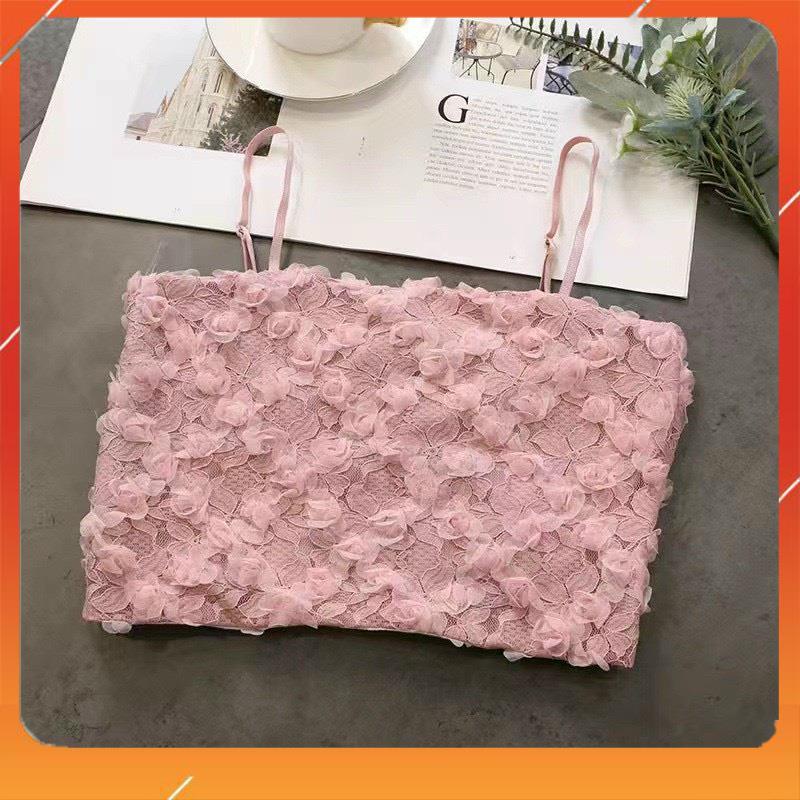 Áo bra ren hoa hồng 2 dây có mút đệm kiểu dáng hiện đại trẻ trung