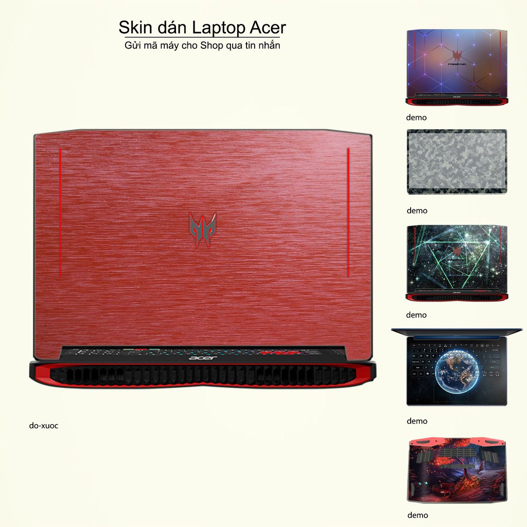 Skin dán Laptop Acer in màu đỏ xước (inbox mã máy cho Shop)