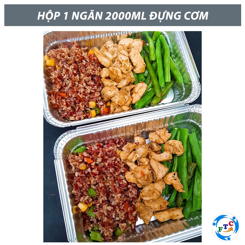 Khay nhôm FTC hộp nhôm 2000ml dùng 1 lần 2 loại nắp hàng loại 1 MS260