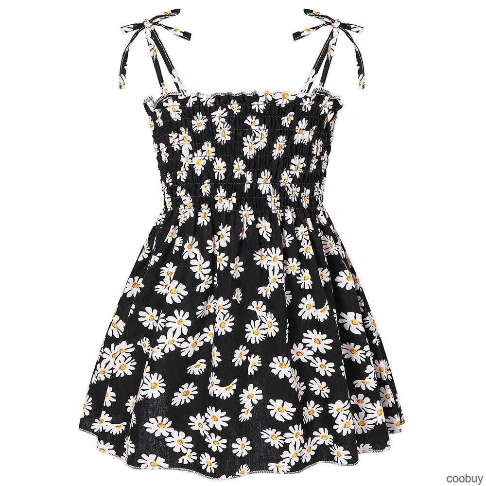 Đầm dành cho bé gái thiết kế hai dây họa tiết hoa xinh xắn