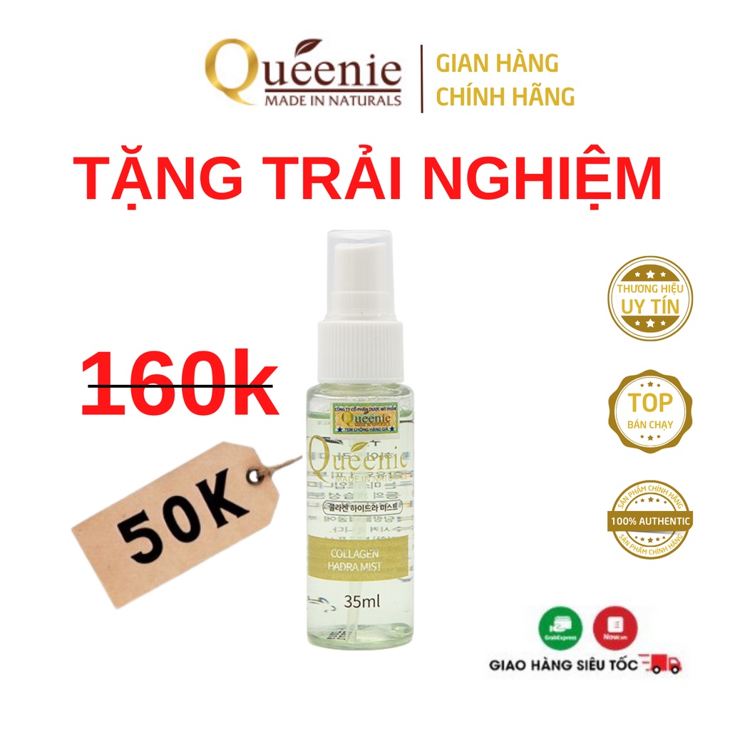 Xịt khoáng cấp ẩm làm dịu da Queenie dưỡng da căng mịn sáng khỏe Hàn Quốc chính hãng 35ml