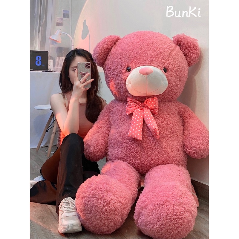 Gấu Bông Teddy First Love Hồng 1m7 khổ vải cao 1m6 cao cấp BUNKI