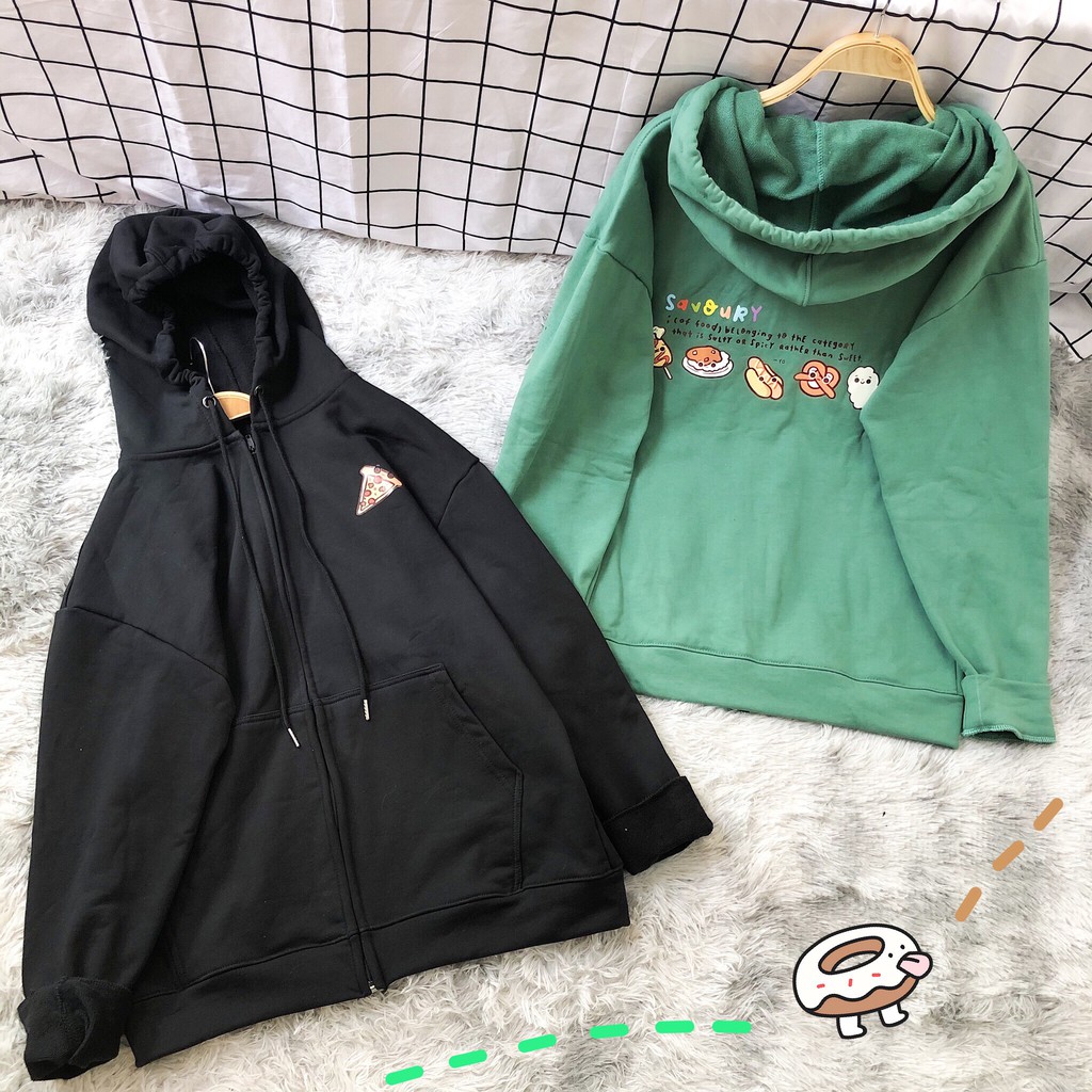 Áo khoác nỉ in hinh unisex ulzzang - ẢNH THẬT