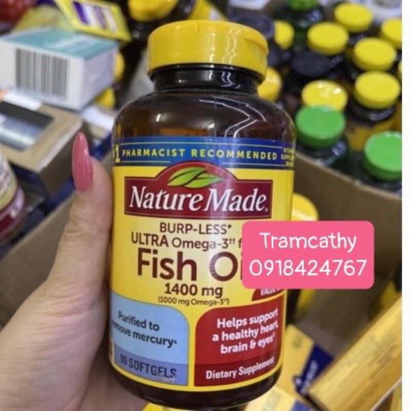 Dầu cá hàm lượng cao omega nature made 1400mg omega 3-nature made fish oil