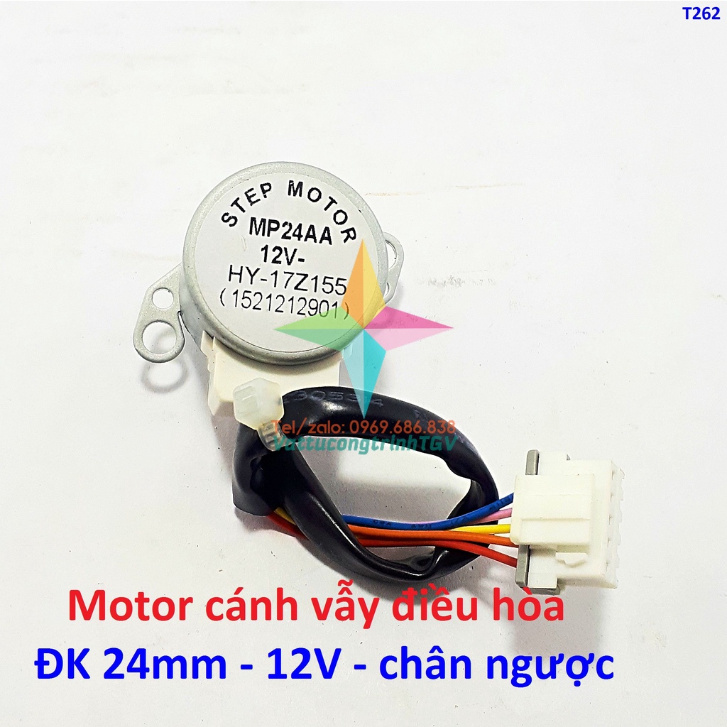 Motor cánh vẫy điều hòa DC12v đường kính 24mm chân ngược