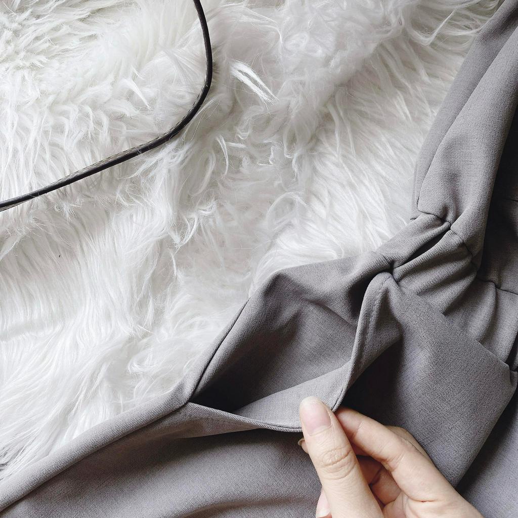 JUMPSUIT ỐNG XÁM BO THUN EO