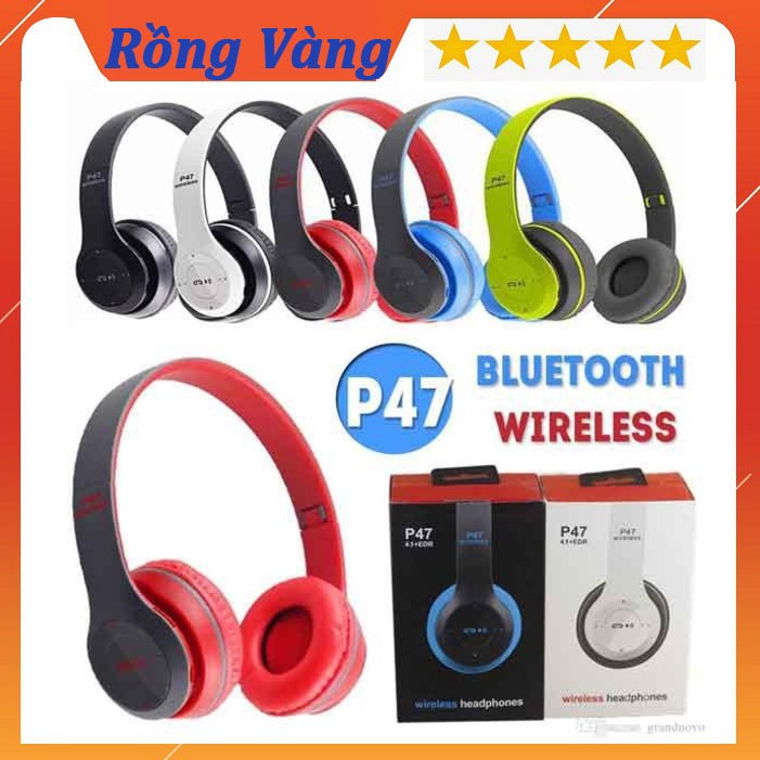 Tai nghe P47 chụp tai Bluetooth âm chuẩn, pin trâu