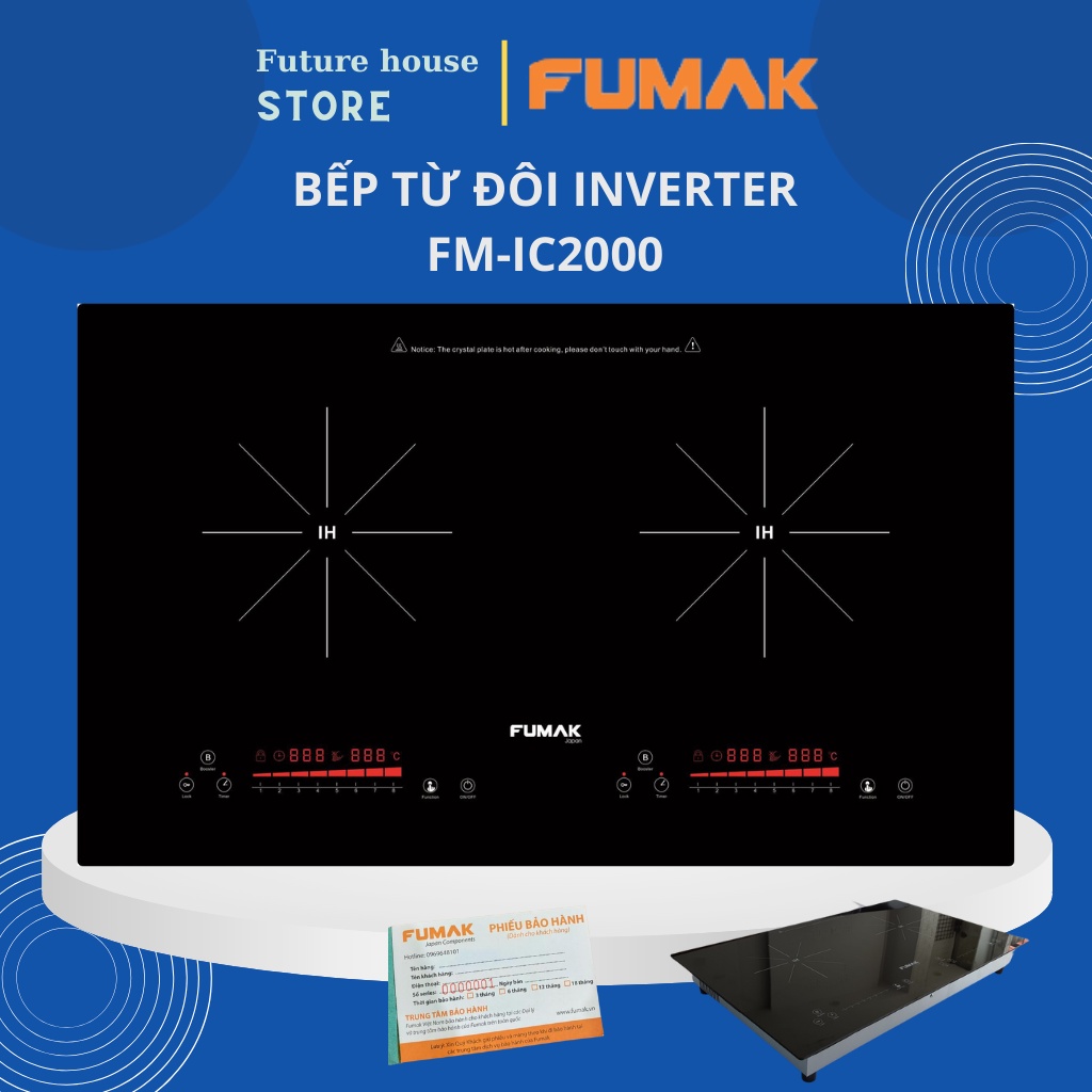 Bếp từ đôi inverter Fumak Nhật Bản FM-IC2000, Tiết kiệm tới 30% điện, Đổi mới trong 30 ngày, Bảo hành 2 năm toàn quốc