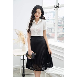 Chân Váy Nữ Xếp Ly Chữ A Phối Ren 2CA608- UNI KOREAN FASHION
