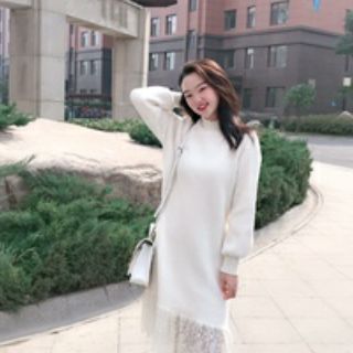 Váy len bông kèm belt nữ