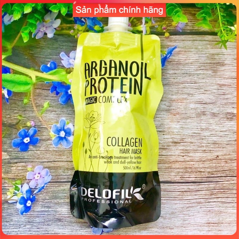 DẦU HẤP Ủ TÓC PHỤC HỒI DƯỠNG ẨM COLLAGEN DELOFIL ARGANOIL PROTEIN SIÊU MƯỢT 500ML