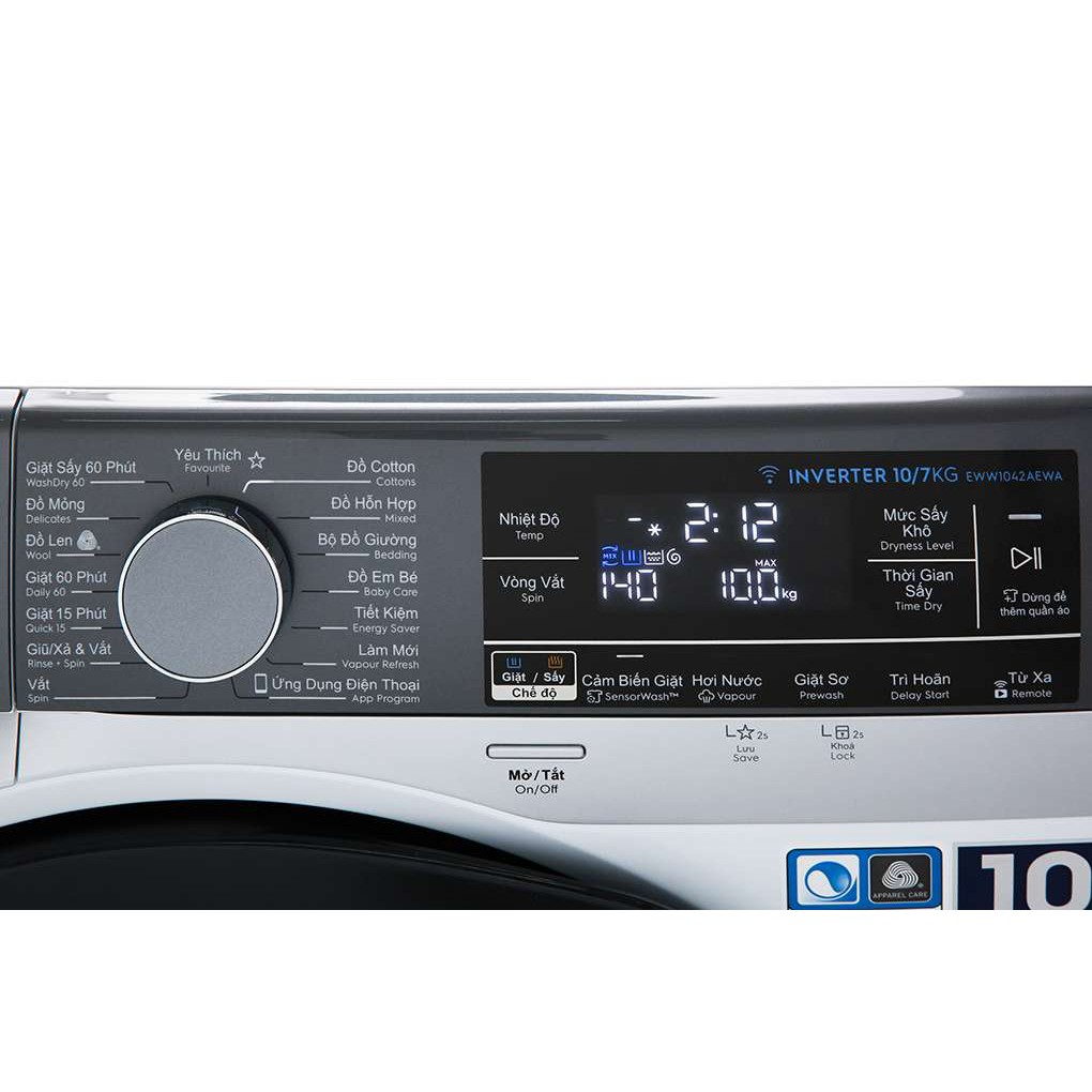Máy giặt sấy Electrolux Inverter 10kg EWW1042AEWA