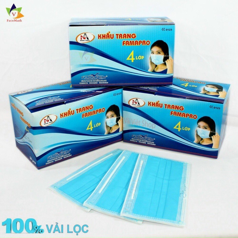 [ FREE SHIP ĐƠN 50k] KHẨU TRANG NAM ANH 4 LỚP HỘP 50 CÁI