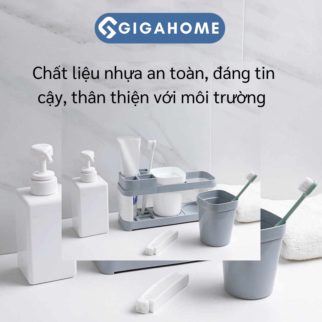 Khay Đựng Bàn Chải Đánh Răng Tặng Kèm 2 Cốc Súc Miệng GIGAHOME Tiện Lợi 9371