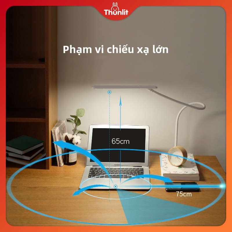 Đèn Thunlit có kẹp USB 8W ánh sáng trắng và ấm áp  5 độ sáng kết nối cáp tiện dụng