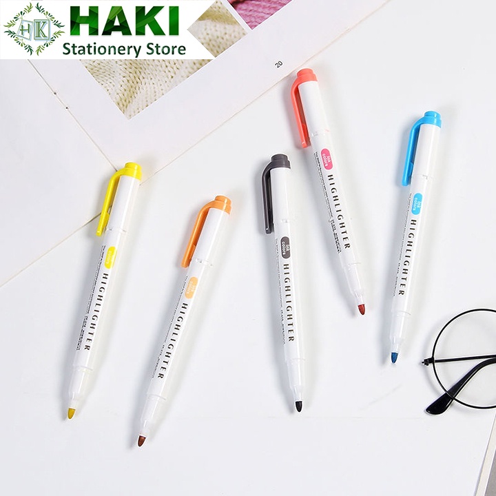 Bút highlight pastel đánh dấu 2 đầu HAKI, bút dạ quang nhớ dòng ZHIPAI marker bullet journal dễ thương B52