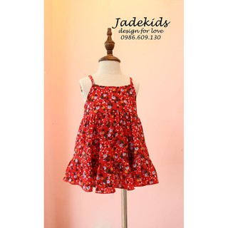 Váy bé gái, Đầm bé gái 2 dây Hoa Đỏ 🌺🌺 Jadekids bé gái