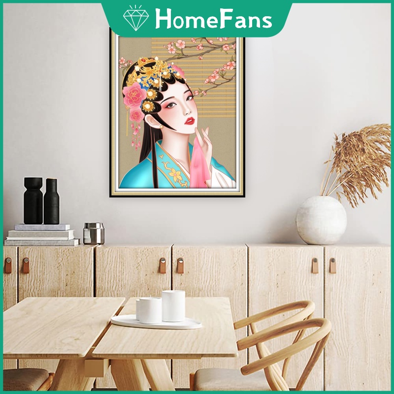Bộ Tranh Đính Đá 5D Tự Làm 30x40cm / 40x50cm Hình Nhân Vật Opera Trang Trí Nhà Cửa